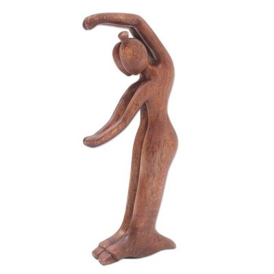 Alternate image for Handmade Suar Wood Statuette from Bali Dancing for Eternity