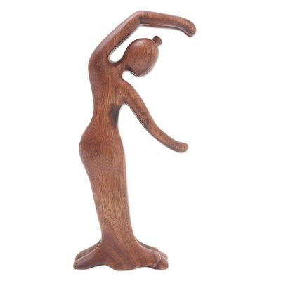 Alternate image for Handmade Suar Wood Statuette from Bali Dancing for Eternity