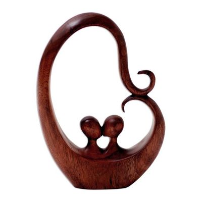 Alternate image for Handcrafted Suar Wood Romantic Sculpture Honeymoon Story