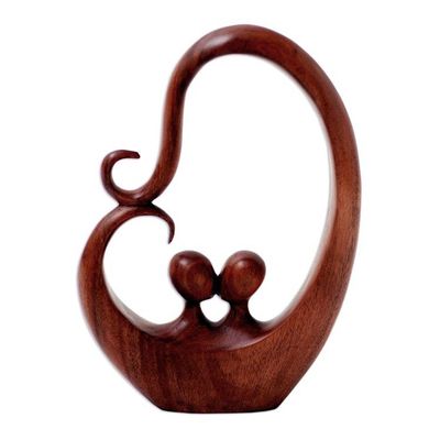 Alternate image for Handcrafted Suar Wood Romantic Sculpture Honeymoon Story