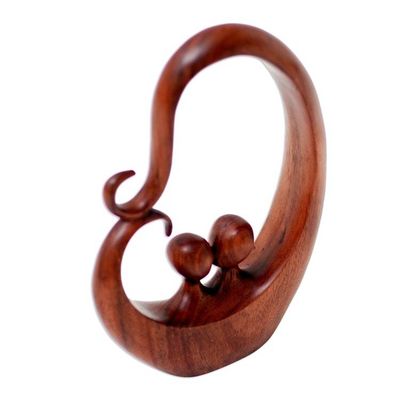 Alternate image for Handcrafted Suar Wood Romantic Sculpture Honeymoon Story