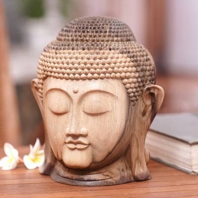 Alternate image for World Peace Project Hand-Carved Wood Buddha Sculpture, Bali Enlightenment Peace