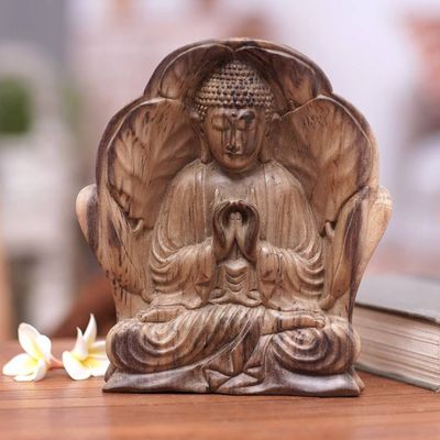 Alternate image for World Peace Project Hand-Carved Wood Buddha Sculpture, Bali Enlightenment Peace