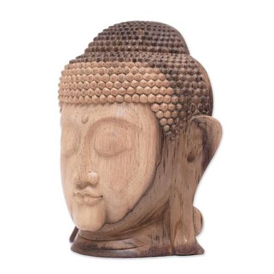 Alternate image for World Peace Project Hand-Carved Wood Buddha Sculpture, Bali Enlightenment Peace