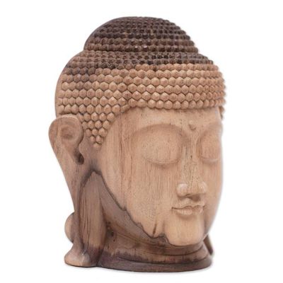 Alternate image for World Peace Project Hand-Carved Wood Buddha Sculpture, Bali Enlightenment Peace