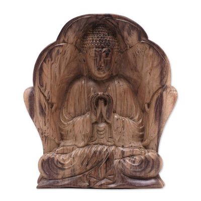 Alternate image for World Peace Project Hand-Carved Wood Buddha Sculpture, Bali Enlightenment Peace
