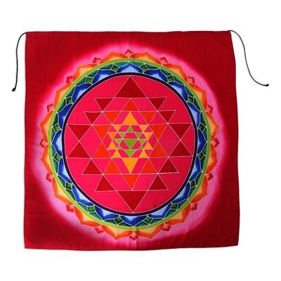 Primary image for Red Batik Geometric Flower Rayon Banner Wall Hanging Red Petal Parade