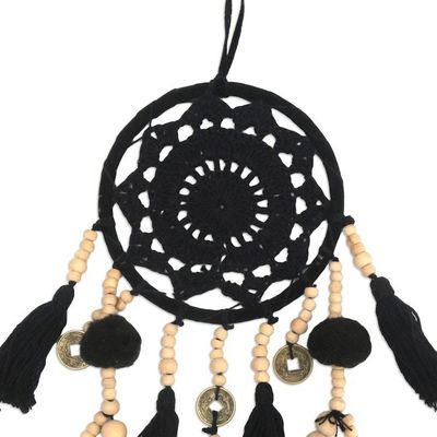 Alternate image for Hand-Crocheted Black Cotton Wall Hanging Under Wing