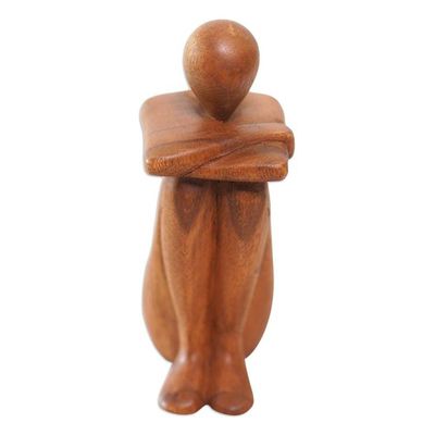 Alternate image for Hand Carved Suar Wood Statuette Beautiful Daydream