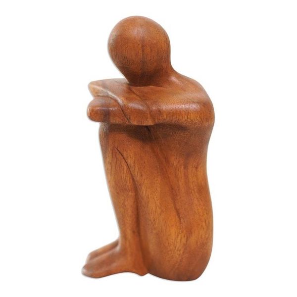 Alternate image for Hand Carved Suar Wood Statuette Beautiful Daydream