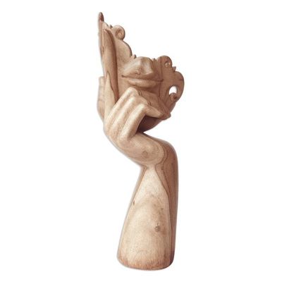 Alternate image for Balinese Hibiscus Wood Sculpture Hand-Carved Seductive Gaze