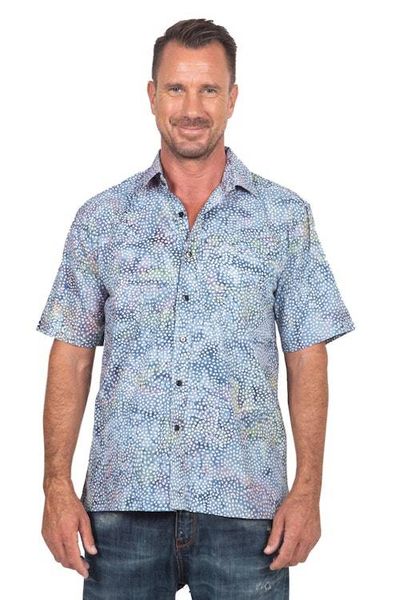Alternate image for Mens Short Sleeved Button Up Shirt from Indonesia Pebble Road
