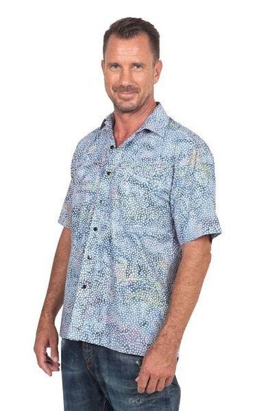 Alternate image for Mens Short Sleeved Button Up Shirt from Indonesia Pebble Road