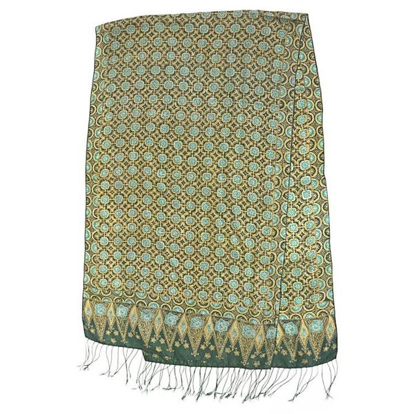 Alternate image for Green Truntum Patterned 100 Silk Batik Shawl Truntum Ijo