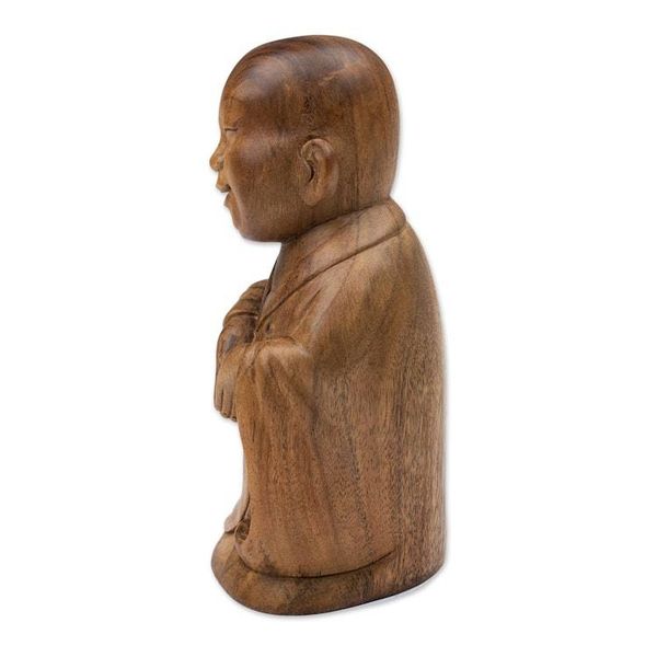 Alternate image for Hand-Carved Wood Sculpture Inspired by The Laughing Buddha Spread the Love