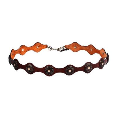 Alternate image for Antiqued Finished Metal and Brown Leather Belt from Armenia Magnificence Cores