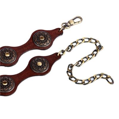 Alternate image for Antiqued Finished Metal and Brown Leather Belt from Armenia Magnificence Cores