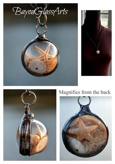 Alternate image for Beach Necklace Handmade Starfish Shaker Pendant with Sand and Seashell, Ocean Jewelry Gift
