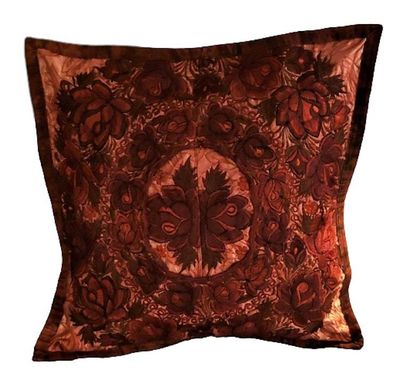Alternate image for Handmade Rust/Red/Terracotta Embroidered Guatemalan Throw Pillow Cover