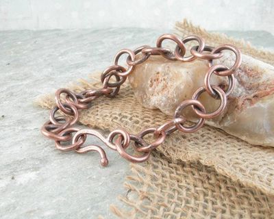Alternate image for Chunky Hand Forged Copper Chain Link Bracelet or Anklet