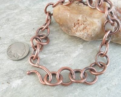 Alternate image for Chunky Hand Forged Copper Chain Link Bracelet or Anklet