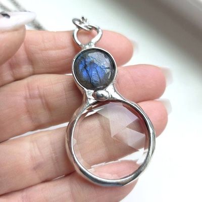 Main image for Labradorite Kaleidoscope Necklace, Handmade Prism Pendant with Faceted Crystal Glass