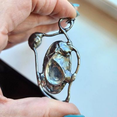 Alternate image for Tiger Eye and Labradorite Necklace, Handmade Mixed Stone Artisan Pendant, Statement Jewelry