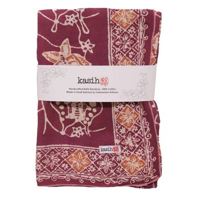 Alternate image for Large 39 Hand Dyed Batik Bandana, 100% Soft Cotton, Royal Flutter