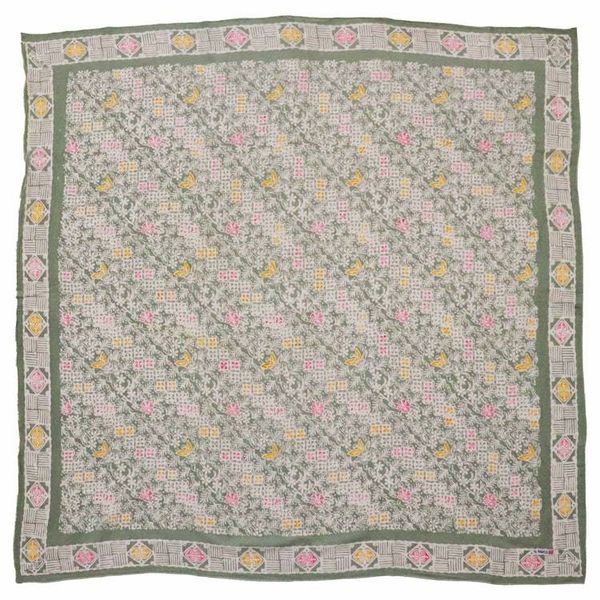 Alternate image for Large 39 Hand Dyed Batik Bandana, 100% Soft Cotton, Pastel Heaven, Green, Gray