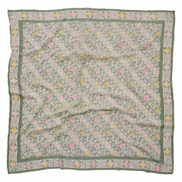Alternate image for Large 39 Hand Dyed Batik Bandana, 100% Soft Cotton, Pastel Heaven, Green, Gray