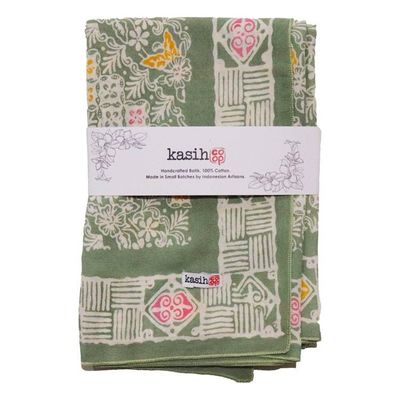 Alternate image for Large 39 Hand Dyed Batik Bandana, 100% Soft Cotton, Pastel Heaven, Green, Gray