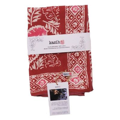 Alternate image for Large 39 Hand Dyed Batik Bandana, 100% Soft Cotton, Peach Coral Leaf