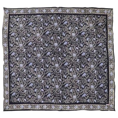 Main image for Large 39 Wild Rag Batik Bandana Blue Navy Foliage, 100% Soft Cotton, Hand Dyed Hair Cover Scarf