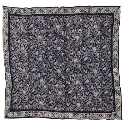 Alternate image for Large 39 Wild Rag Batik Bandana Blue Navy Foliage, 100% Soft Cotton, Hand Dyed Hair Cover Scarf