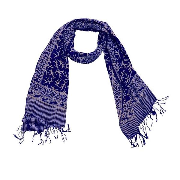 Alternate image for Handmade Batik Scarf - Soft Cotton - Mark, Blue