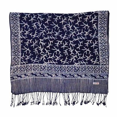 Alternate image for Handmade Batik Scarf - Soft Cotton - Mark, Blue