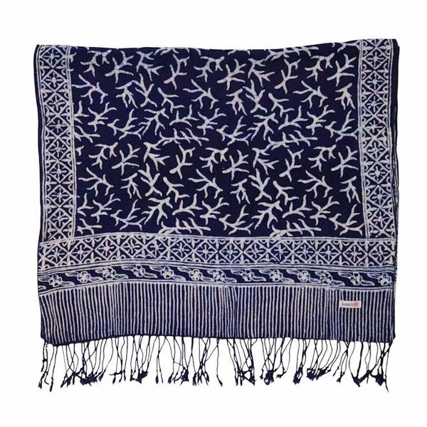 Alternate image for Handmade Batik Scarf - Soft Cotton - Mark, Blue