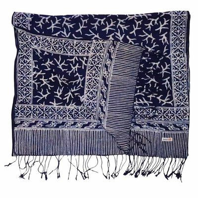 Alternate image for Handmade Batik Scarf - Soft Cotton - Mark, Blue
