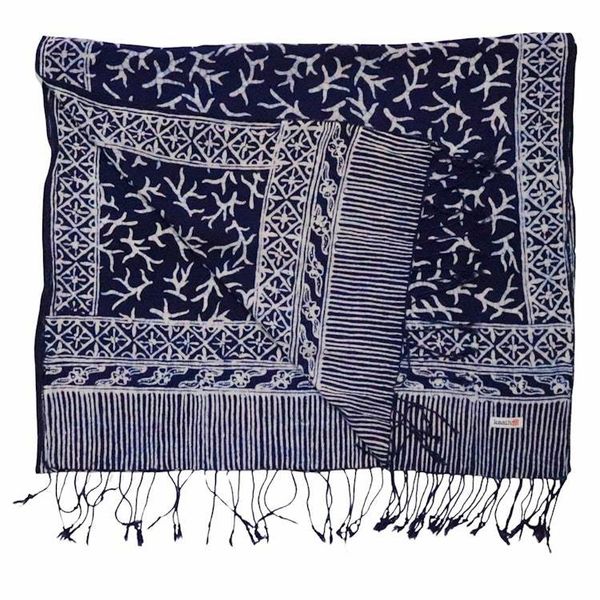 Alternate image for Handmade Batik Scarf - Soft Cotton - Mark, Blue