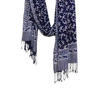 Alternate image for Handmade Batik Scarf - Soft Cotton - Mark, Blue