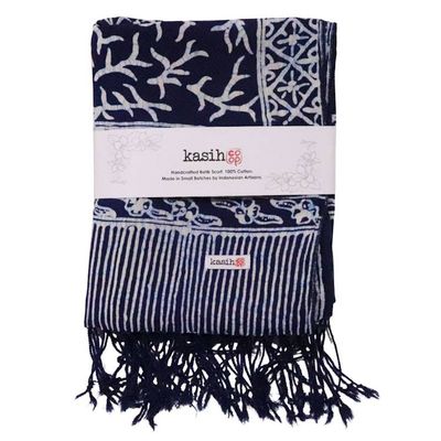 Alternate image for Handmade Batik Scarf - Soft Cotton - Mark, Blue