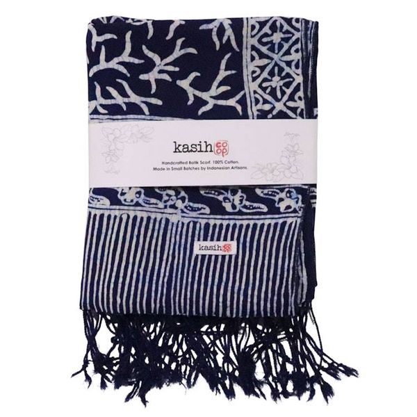 Alternate image for Handmade Batik Scarf - Soft Cotton - Mark, Blue