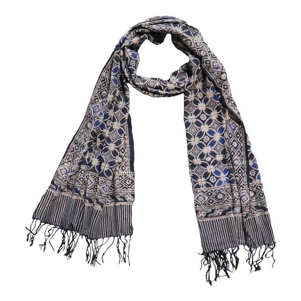 Handmade Batik Scarf - soft Cotton - Charcoal Grey