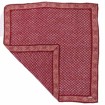 Alternate image for Large 39 Hand Dyed Batik Bandana, 100% Soft Cotton, Crimson Cross, Red, Western Wild Rag