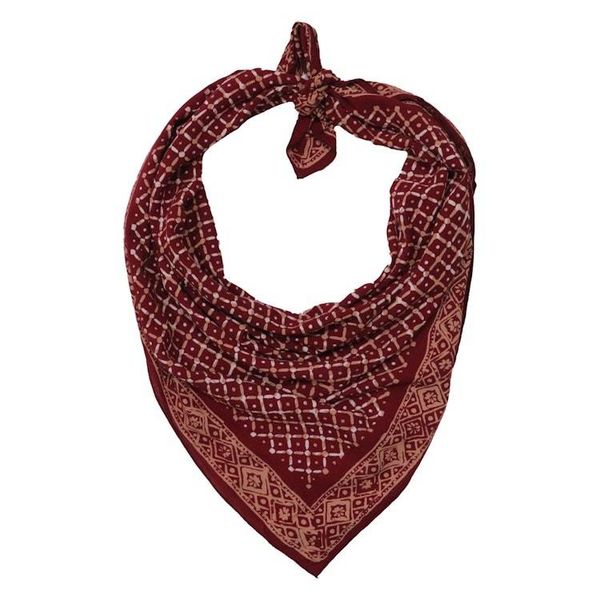 Alternate image for Large 39 Hand Dyed Batik Bandana, 100% Soft Cotton, Crimson Cross, Red, Western Wild Rag
