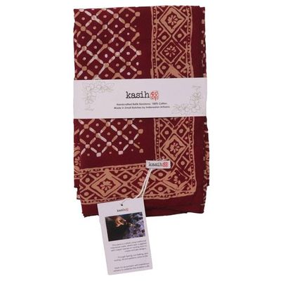 Alternate image for Large 39 Hand Dyed Batik Bandana, 100% Soft Cotton, Crimson Cross, Red, Western Wild Rag