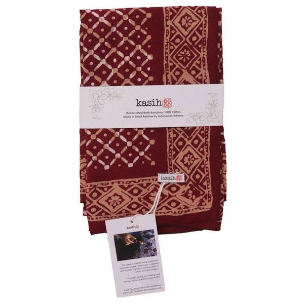 Alternate image for Large 39 Hand Dyed Batik Bandana, 100% Soft Cotton, Crimson Cross, Red, Western Wild Rag