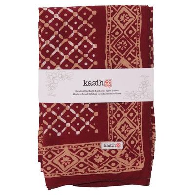 Alternate image for Large 39 Hand Dyed Batik Bandana, 100% Soft Cotton, Crimson Cross, Red, Western Wild Rag