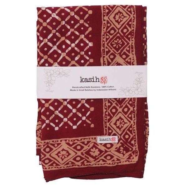 Alternate image for Large 39 Hand Dyed Batik Bandana, 100% Soft Cotton, Crimson Cross, Red, Western Wild Rag