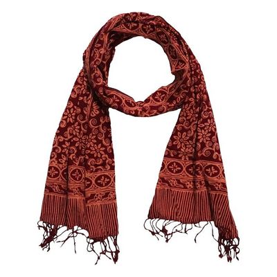 Main image for Handmade Batik Scarf, Soft Cotton, Loop, Red, Burgundy